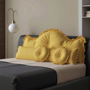 VERCART coussins de dossier pour canap&eacute; dossier lit lecture - Grand coussin lombaire t&ecirc;te de lit mur - 200 cm - Jaune