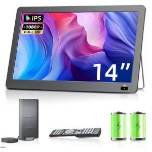 T&eacute;l&eacute;viseur portable 14 pouces - SVATV - 1080P - Batterie int&eacute;gr&eacute;e - Tuner DVB-T2 - Entr&eacute;es USB HDMI AV - &Eacute;cran LCD