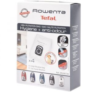 Boite de 4 sacs  haute filtration Aspirateur ZR200720 ROWENTA TEFAL MOULINEX