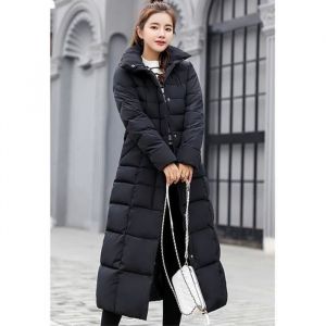 Doudoune longue pour femmes en duvet chaud - FUNMOON - Fermeture éclair - Noir