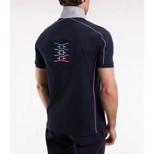 EDEN PARK - Polo &agrave; manches courtes en piqu&eacute; coton marine passepoils color&eacute;s - ROM - 3XL