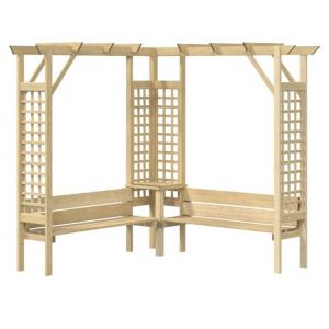Pergola dangle avec banc - JILL - Bois de pin impr&eacute;gn&eacute; - 190x190x200 cm - Vert - Banc int&eacute;gr&eacute;
