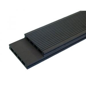 Lame terrasse bois composite alvéolaire Prima - L: 220 cm - l: 12 cm - E: 19 mm - Gris anthracite