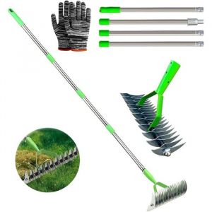 R&acirc;teau de scarificateur avec manche de 160 cm r&acirc;teau &agrave; mousse r&acirc;teau de scarification scarificateur manuel r&eacute;glable r BALAI A GAZON