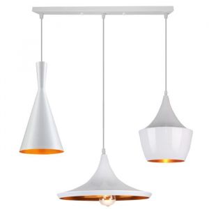 UNI Lustre Suspension 3 Lampes en Barre Blanc Suspension Luminaire D&eacute;coration pour Restaurant Bar Bar Maison