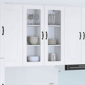 Moderne Meuble mural de cuisine - Meuble haut/Armoire suspendue avec &eacute;tag&egrave;re Blanc 80 x 31 x 100 cm@FR(298032）