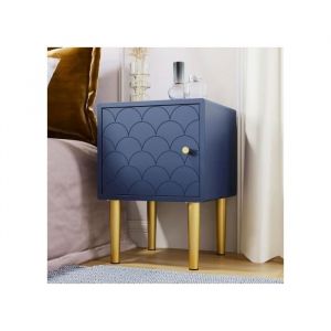 Table de chevet - JAERLIUB - 50x35x35 cm - Bleu marine - 1 tiroir - Design contemporain