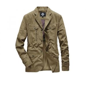 Veste Homme Blazer Militaire Multi-poches en Coton Comfort Casual - INSFITY - Kaki