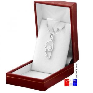 Coffret CORSE avec collier chaine 50cm et pendentif avec t&ecirc;te de maure en argent 925 massif pr&ecirc;t &agrave; offrir pour homme