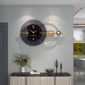 Horloge murale XXL 80x38cm style vintage silencieuse sans tic-tac ronde d&eacute;corative m&eacute;tal num&eacute;rique originale cuisine bureau