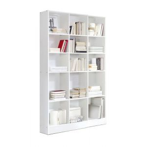 Etag&egrave;re biblioth&egrave;que avec 15 tablettes coloris blanc - longueur 121 x profondeur 33 x hauteur 186 cm