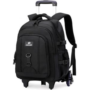 La Rentr&eacute;e Scolaire et Sac &agrave; Dos avec Roulette pour Gar&ccedil;ons Enfants - MEGAWISE - Uni - Nylon imperm&eacute;able - Noir
