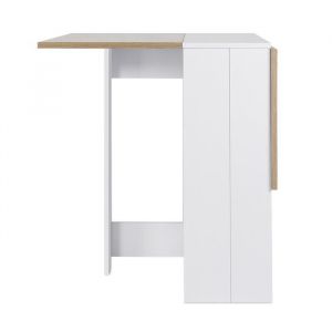 La table pliante au design et à la couleur de style hêtre peut être utilisée comme table console bureau temporaire dans le salon