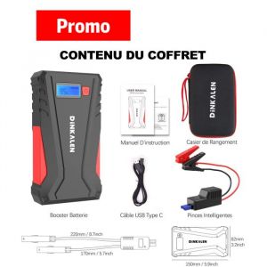 DINKALEN Buture-Booster de batterie-Compresseur dair -1500A-12800mAh-Chargeur de batterie de Voiture-D&eacute;marreur BOOSTER DE BATTERIE