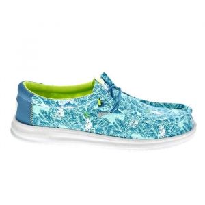 Mocassins Hey Dude Homme - Modèle Wally H2O - Textile - Bleu