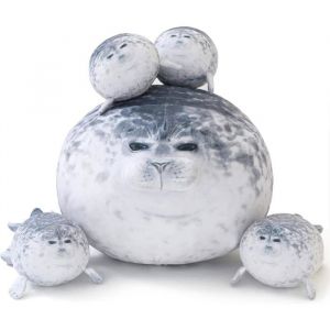 Coussin Phoque Chubby SQEQE avec 4 Phoques B&eacute;b&eacute; - Jouet en Peluche