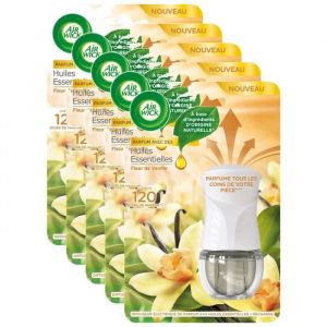 Lot de 5 Diffuseurs Electrique avec une Recharge Vanille Ingr&eacute;dients d Origine Naturelle