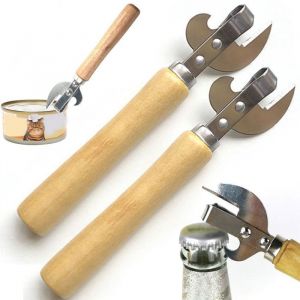 2St&uuml;ck Ouvre-bo&icirc;te Vintage Manuelle manche en Bois D&eacute;capsuleur Seitenschliff acier Inoxydable Traditionnelle Stichdosen e QIEDOVIEY