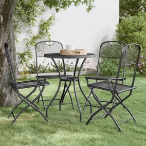 Bonne qualit&eacute; - Chaises pliables jardin - lot de 4 - Maille m&eacute;tallique Anthracite54x40x86 cm - pour Cour Balcon DECO M8491021