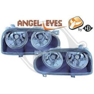 2212986  Paire de Feux Phares Angel Eyes chrome pour VW Golf 3 de 1991 a 1997