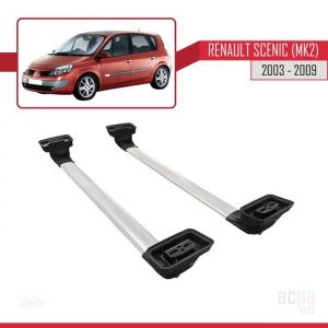 Pour Renault Scenic (MK2) 2003-2009 ACE-3 Barres de Toit Railing Porte-Bagages de Voiture Aluminium 2 Barres Gris
