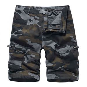 Short dété pour hommes shorts cargo Bermude Pantalon court décontracté grande taille camouflage camouflage Noir