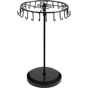Présentoir à bijoux pivotant - MARQUE - Modèle - Métal noir - 23 crochets - Base stable