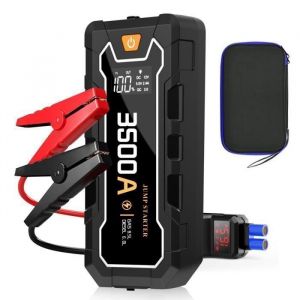 Booster de Batterie - 12V-3500A-14800mAh Démarreur de Voiture - Clip Relais Intelligent - Lamp LED - 2 USB-A Prise