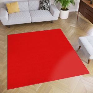 TAPISO Tapis de Salon Chambre Carr&eacute; MONO Rouge Design Uni R&eacute;sistant Int&eacute;rieur Ext&eacute;rieur 120x120 cm