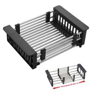 Panier De Vidange R&eacute;tractable Pour &Eacute;vier En Acier Inoxydable &Eacute;gouttoir &Agrave; Vaisselle &Eacute;gouttoir &Agrave; L&eacute;gumes Et Fruits Noir L