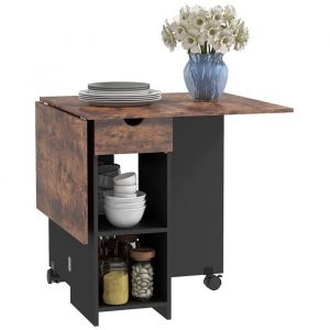 Table à manger pliante - HOMCOM - extensible - 2 à 4 personnes - 2 abattants - panneau de particules - 120x72x75cm - brun rustique