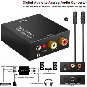 Audio Convertisseur Numérique vers Analogique 192Khz DAC Digital SPDIF Optique Coaxial vers Analogique Stéréo Aux RCA L / R Spdif