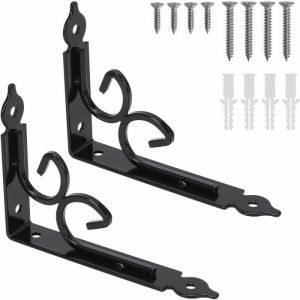 2PCS Equerre Etagere Murale Equerre Charge Lourde Equerre Metal Noir Vintage 150 115 3mm Equerre Fixation Equerre Fer Forge av PZCC