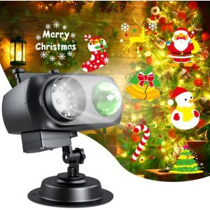 Projecteur LED dext&eacute;rieur 2 en 1 - 10 Diapositives - Lampe Projecteur avec T&eacute;l&eacute;commande IP67 &Eacute;tanche D&eacute;coration No&euml;l Halloween