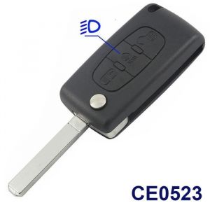 Coque Cl&eacute; Plip Bouton Phare CE0523 Pour Citroen C1 C2 C3 C4 Picasso Grand Picasso C5 C6 C8 Avec lame non rainur&eacute;e largeur 7mm