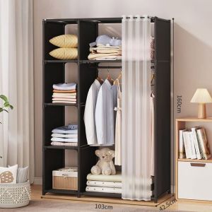 Kit dressing-Kit dressing de Rangement 160x103x42 cm en noir Penderie Garde-Robe