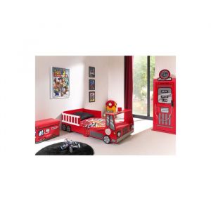 Pack - Lit Enfant Pompier & Armoire 1 Porte Pompe &agrave; Essence Rouge