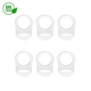 Lot de 6 anneaux transparents en silicone Attache-tétine pour bébé Clip sucette et adaptateur de tétine