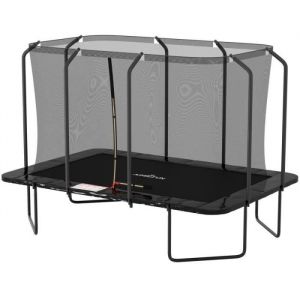 Trampoline extérieur Luxury Rectangle - 244 x 366cm Noir - Pack complet avec Echelle Tapis de Saut Matelas de protection et Filet
