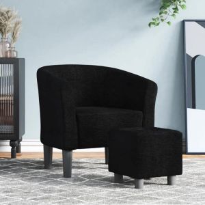 Fauteuil Scandinave Fauteuil cabriolet avec repose-pied Charge 110 kg Noir tissu 70x56x68cm
