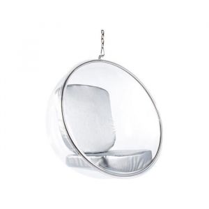 Fauteuil suspendu design - Rev&ecirc;tement en similicuir - Pop Argent&eacute;