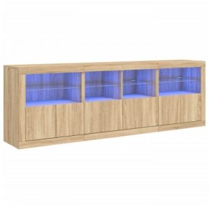 Enfilade/Bahut/Vitrine - Rustique - Buffet avec lumi&egrave;res LED ch&ecirc;ne sonoma 202 x 37 x 67 cm @196770