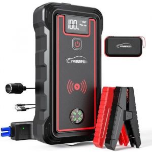Booster de Batterie-YABER-12V-2500A-23800mah-Booster de démarrage-Chargeur sans Fil-Lamp LED-Écran LCD