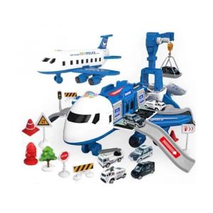 Avion Jouet - Non spécifié - Camion de Police - Garage pour Enfants - Avec Son et Lumière - 4 Camions Inclus