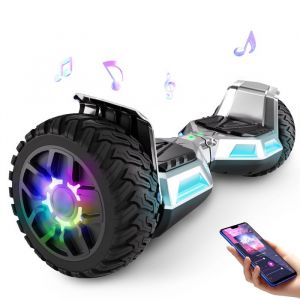 Hoverboard 85 HY-B02C moteur 160W Autonomie de 10 à 15km Capacité Max 100KG cadeaux pour enfants de 6 à 12 ans-Silver