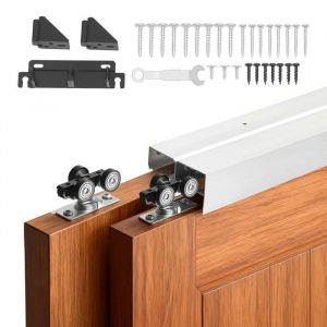 Kit de Quincaillerie-VEVOR-pour Porte Coulissante Parall&egrave;le Syst&egrave;me Coulissant pour Porte de Placard Double Rails 1219 cm