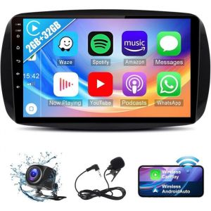 IBEAFILLY Autoradio  pour Mercedes Benz Smart Forfour Fortwo 453CarPlay 9 pouces Android 13 GPS  avec caméra Arrière 2Go+ 32 Go