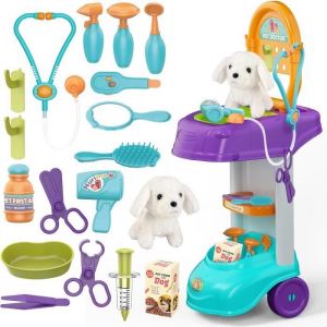 Chariot Vétérinaire - Jeu dImitation - Ensemble De Jeu Médical Éducatif Jouets Pour Garçons Et Filles Cadeau 3+