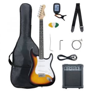 Pack Guitare électrique Sunburst - McGrey Rockit - Guitare électrique Kit Complet Ampli de 10 W Housse Accordeur et Sangle