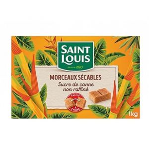 SAINT LOUIS Sucre de Canne Non Raffiné Morceaux Sécables 1kg/Boite 5 boîtes